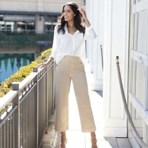 Spanx Stretch Twill Crop Pants Wide Leg Medium